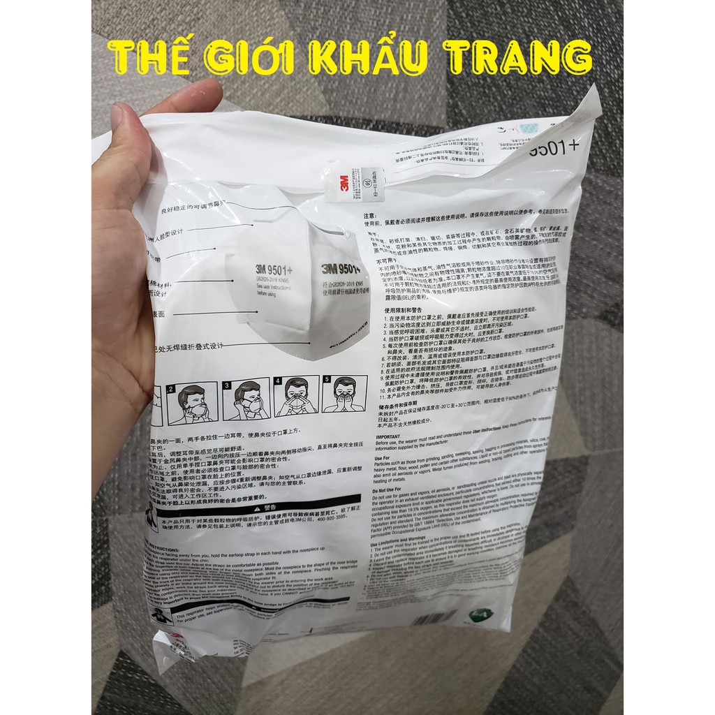 Khẩu trang 3M N95 9501v+, 9501+ chống bụi mịn PM2.5, dây thun đeo tai, hàng chính hãng | WebRaoVat - webraovat.net.vn