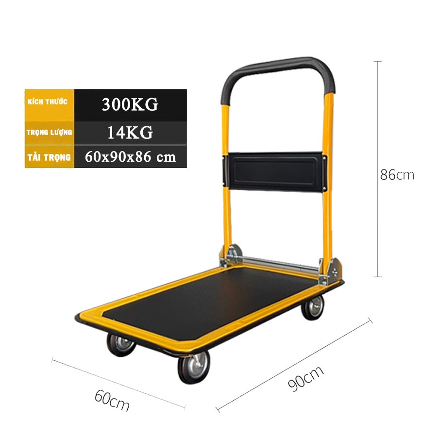 Xe Đẩy Hàng Thép Nhập Khẩu Siêu Tải Trọng 300kg Gấp Gọn Tiện Lợi