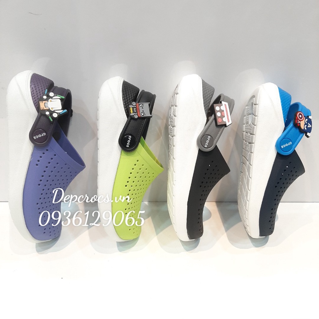 Dép sục crocs literide bé trai tặng kèm 4 jibbitz 2d, dép crocs trẻ em cao cấp  - Crocs house