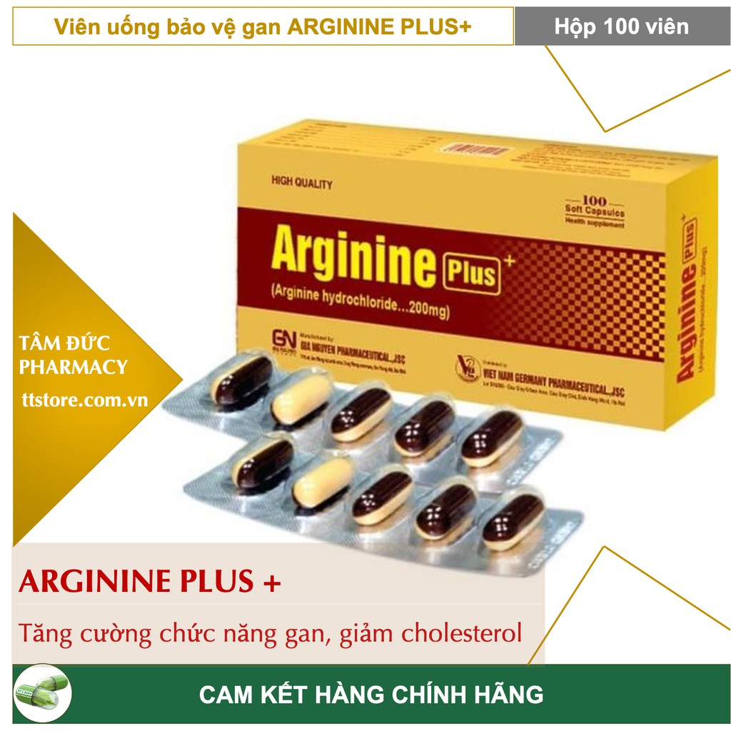 ARGININE PLUS [Hộp 60/100 viên] - Viên uống tăng cường chức năng gan, giảm cholesterol máu [arginin]