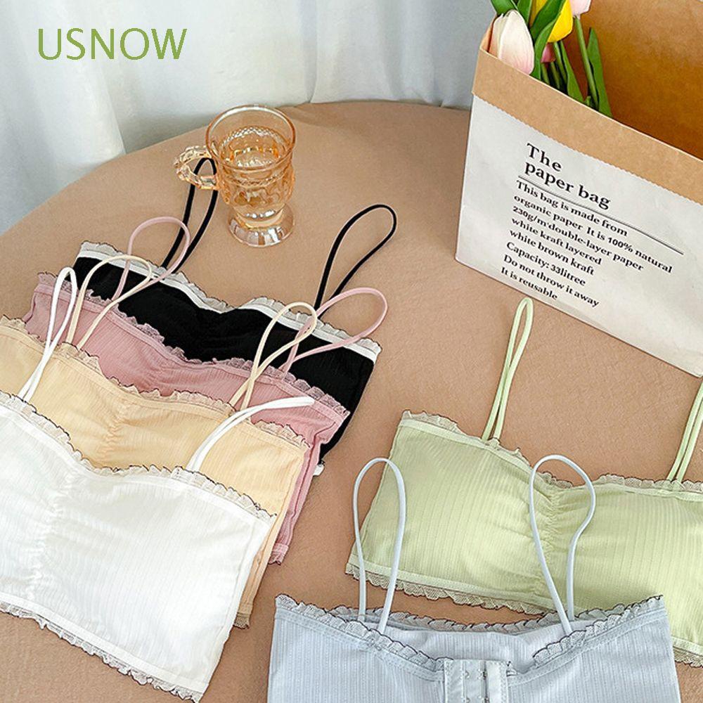 Áo ngực hai dây không đường may ba nút nhiều màu tùy chọn hở lưng vải thoáng khí thoải mái thân thiện da cho nữ