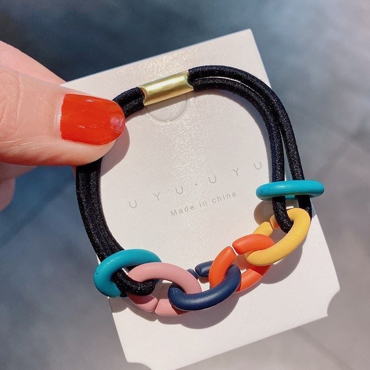 Dây Buộc Tóc Dạng Xích Nhiều Màu Sắc Đơn Giản Đa Năng Phong Cách Nhật Hàn