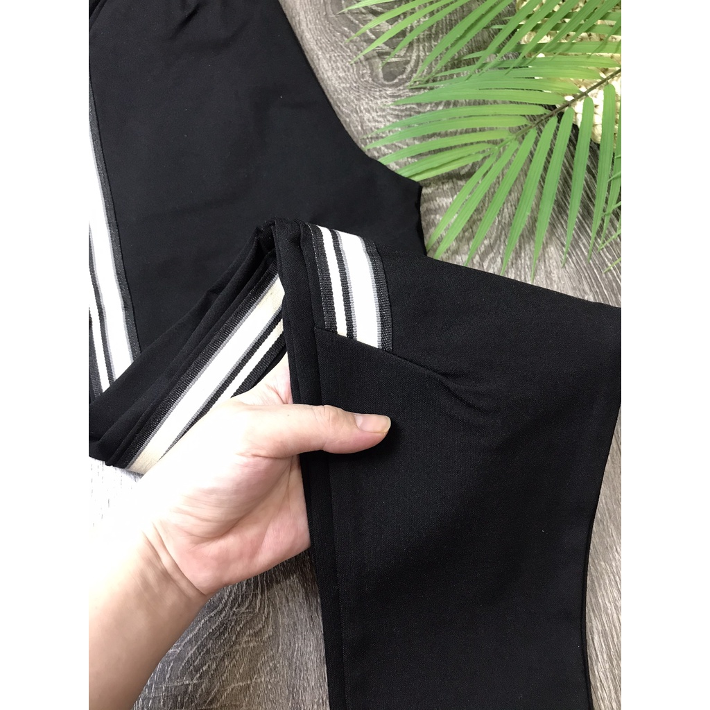 Quần Jogger Thể Thao Nữ Thu Đông 2021 Sọc Kẻ To 2 Bên Hàng Quảng Châu, Chất Umi Co Giãn 4 Chiều, Dày Dặn