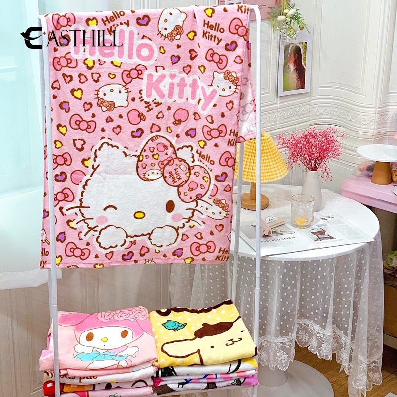 SANRIO Khăn Tắm Cotton Thấm Hút Tốt In Họa Tiết Hoạt Hình Hello Kitty Mymelody Cinnamoroll Kuromi Đáng Yêu Cho Bé Gái