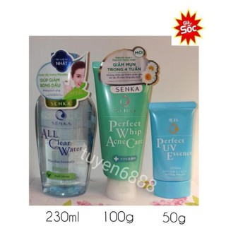 ( HSD 2022) Combo Giảm mụn trong 4 tuần và Kem Chống nắng dành cho da mụn Senka