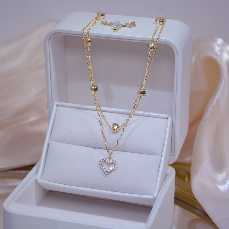 Vòng cổ Nhiều Lớp Mạ Vàng 14K Phong Cách Hàn Quốc Thời Trang
