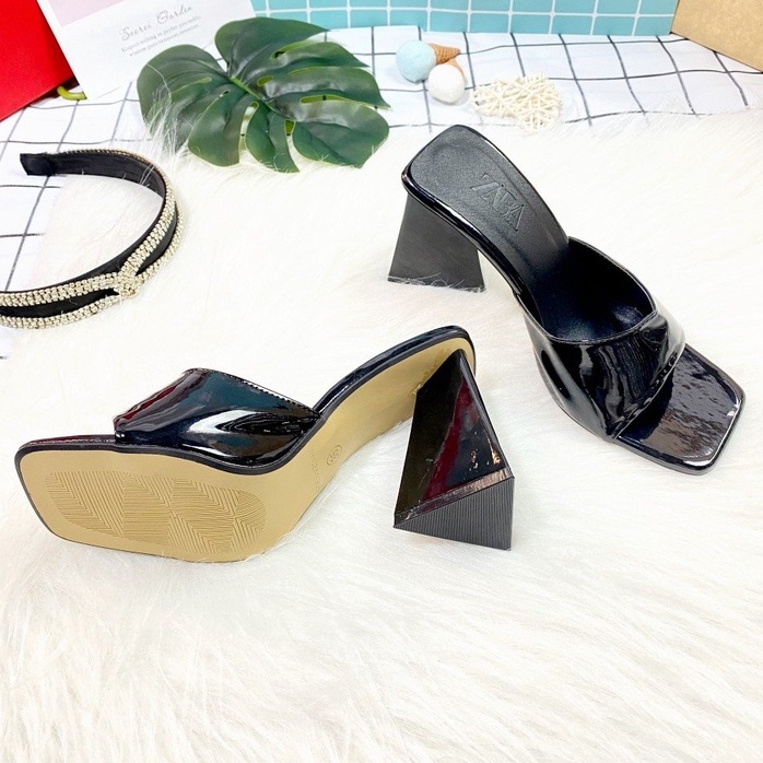 [ Siêu Phẩm ] Giày Cao Gót Nữ Đế Vuông Thời Trang Dáng Guốc Cao 8P Quai Ngang Bản To Cao Cấp GCGQNBT8p