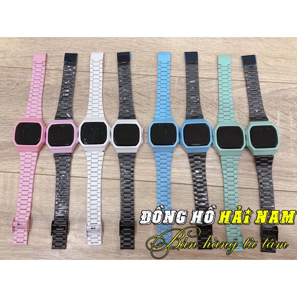 Đồng hồ nữ Casio.A168.Mặt 38mm,Cảm ứng led,dây đeo thép không ghỉ,hiển thị điện tử.