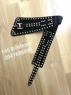 Belt đinh vàng da lộn bản to