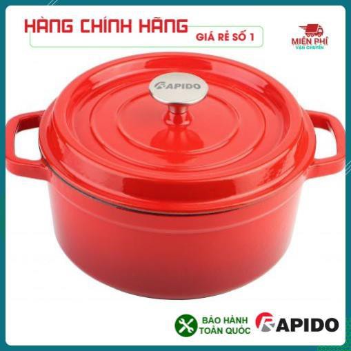 Nồi gang đúc tráng men Rapido, Bộ nồi gang đúc tráng men Rapido, kích cỡ 20, 22, 24cm , dùng cho tất cả các loại bếp.