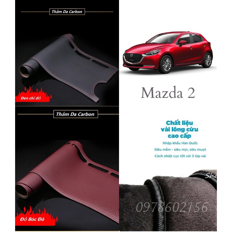 THẢM TAPLO MAZDA 2 ĐỜI 2011-2019 BẰNG LÔNG CỪU 3 LỚP HOẶC DA CACBON