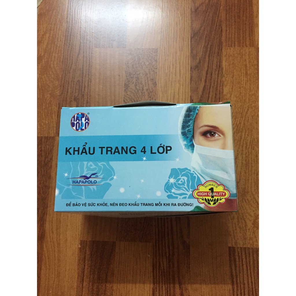 [50 chiếc] Khẩu trang y tế Hapapolo 4 lớp kháng khuẩn của người lớn 50 chiếc | BigBuy360 - bigbuy360.vn