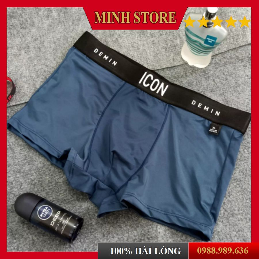 (Tặng móc) Quần Sịp Nam thun lạnh, Quần lót nam Boxer ICON Demin co dãn 4 chiều sexy cao cấp (Che Tên) MINHSTORE