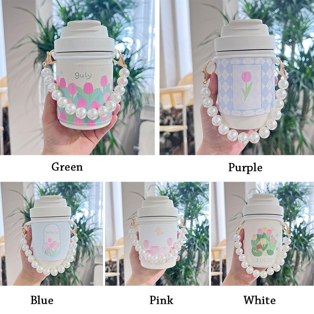 Bình Nước Giữ Nhiệt 450ml Có Ống Hút Hình Hoa Tulip