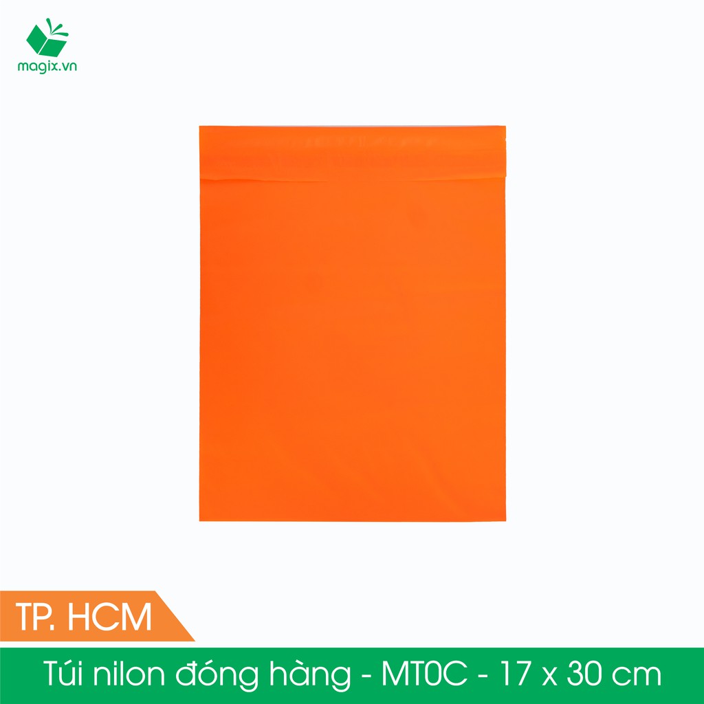 MT0C - 17x30 cm - Túi nilon gói hàng - 100 túi niêm phong đóng hàng màu cam