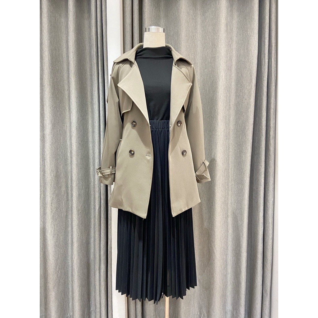 Oyster and Snail - Trench coat - Áo Khoác Mini Trench Be nhạt - 0055