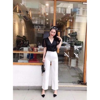 quần ống rộng khoá sườn