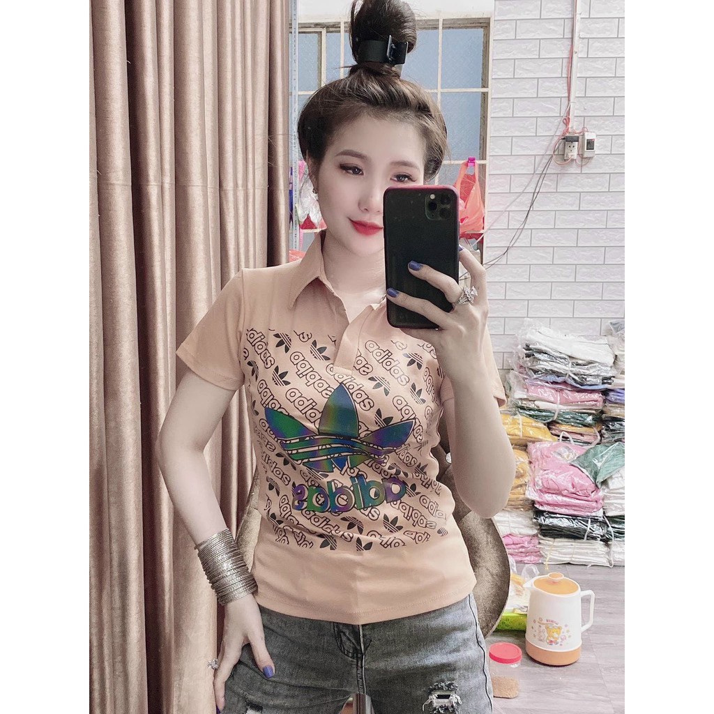 áo thun cổ bẻ in họa tiết siêu sang chảnh, hot hít ảnh thật