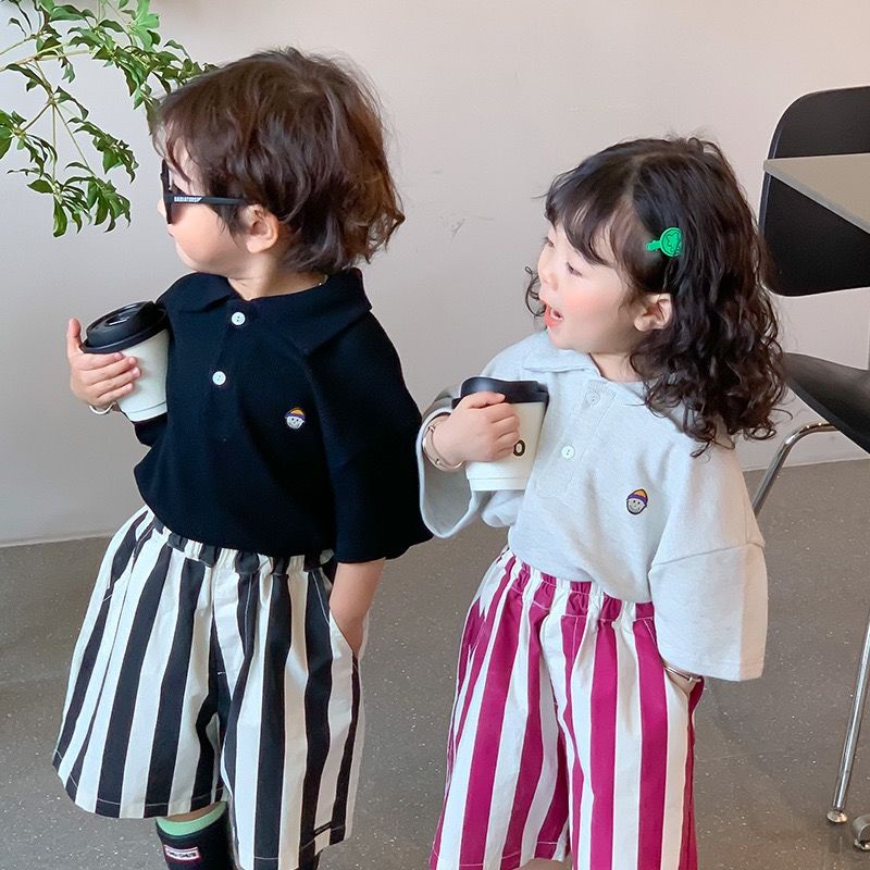 [Babycat] Hàng Có Sẵn Áo Thun POLO Tay Ngắn Dáng Rộng Phong Cách Nhật Bản Hàn Quốc Thời Trang Mùa Hè Dành Cho Bé Trai Và Bé Gái