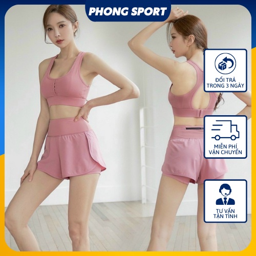 Set Bộ Quần Đùi short Áo thun Thể Thao Nữ Tập Gym Yoga