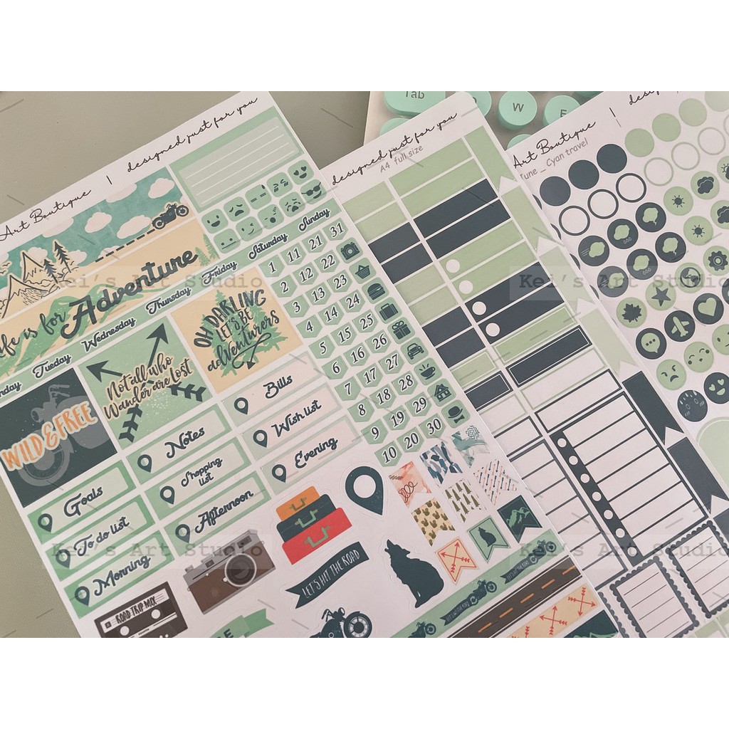 BST SET 3 TỜ STICKER NHÃN DÁN PLANNER, BULLET JOURNAL  12 tháng nhiều chủ đề độc đáo, cá tính, tiện lợi làm sổ nhật ký