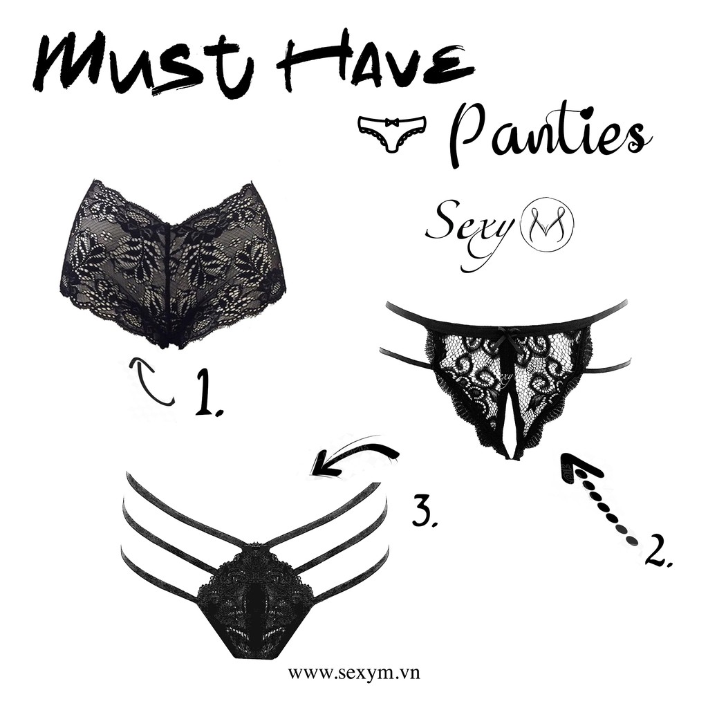 Quần lót ren cạp trễ đũng thường Q21 Sexy M