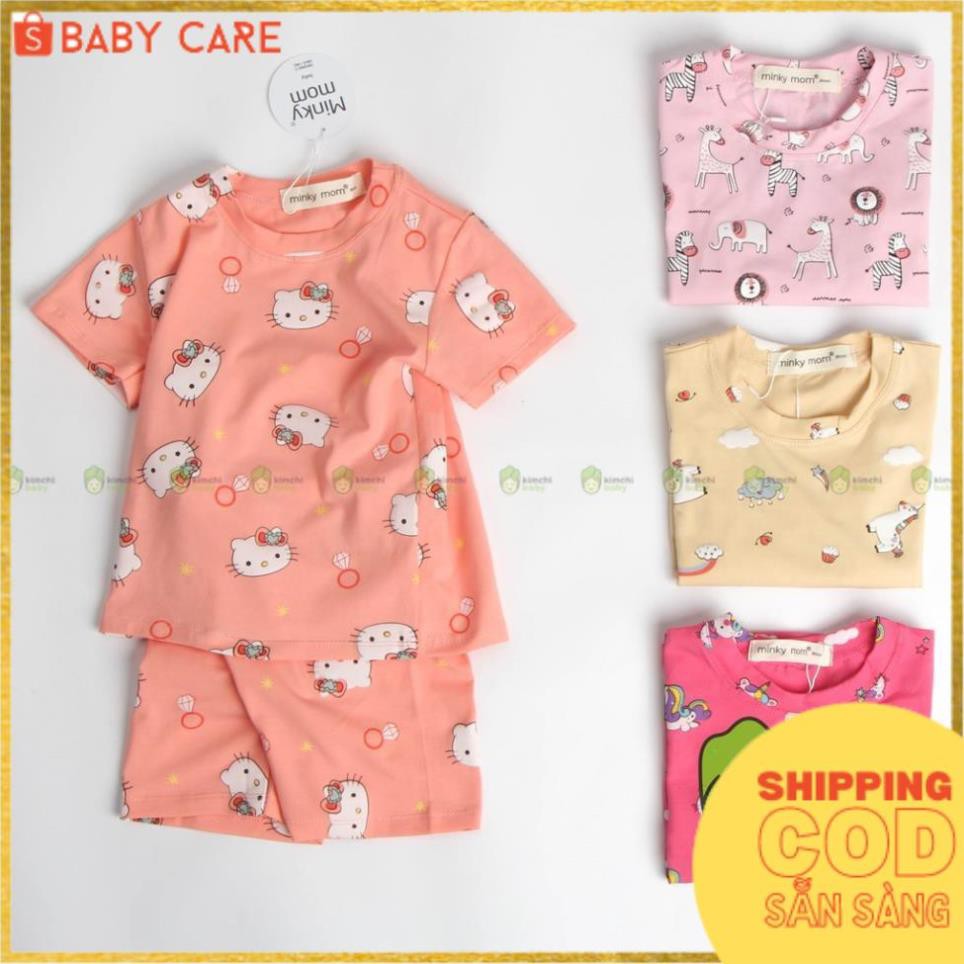 Đồ Bộ Bé Gái Minky Mom Vải Cotton 100% Họa Tiết Hello Kitty Unicorn Đáng Yêu, Bộ Cộc Tay Cho Bé Mùa Hè MKM2122