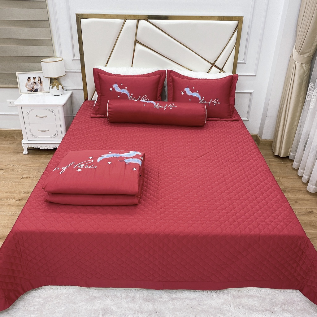 Bộ chăn ga gối phi lụa trần bông,5 món đủ kích cỡ