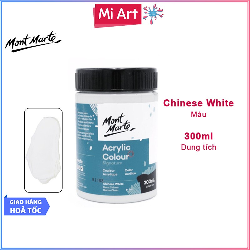 [Hỏa Tốc HCM] Màu Acrylic Mont Marte 300ml - Chinese White - Acrylic Colour Paint Signature 300ml - MSCH3052