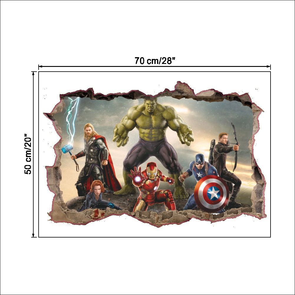 [XẢ HÀNG] Decal dán tranh 3D Avengers - Biệt đội siêu anh hùng 2 AmyShop