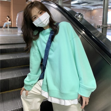 Áo Nỉ Nữ Dài Tay Cổ Tròn Màu Trơn Thời Trang Mới