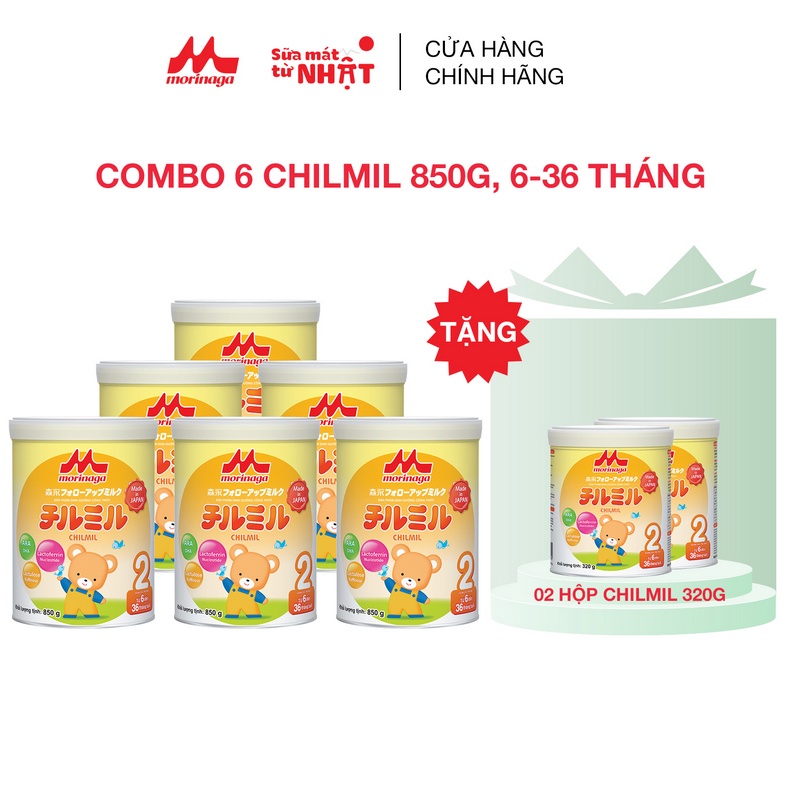 Thùng 8 Lon Sữa Morinaga Chilmil số 2 Nhật Bản Tăng Sức Đề Kháng, DHA, Ca Chính Hãng