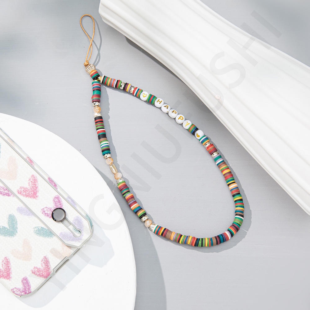 Dây Đeo Điện Thoại Di Động Đính Hạt Gốm Mềm Phong Cách Bohemian Cho Nữ
