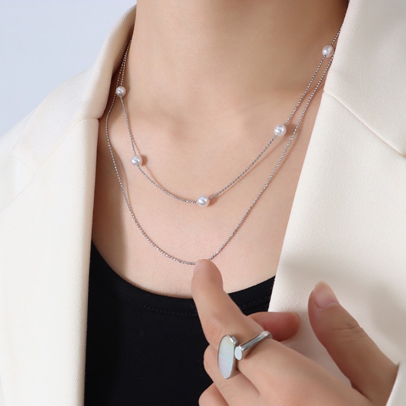 Dây Chuyền 2 Tầng Sang Trọng Titan Ko Đen TT 4198