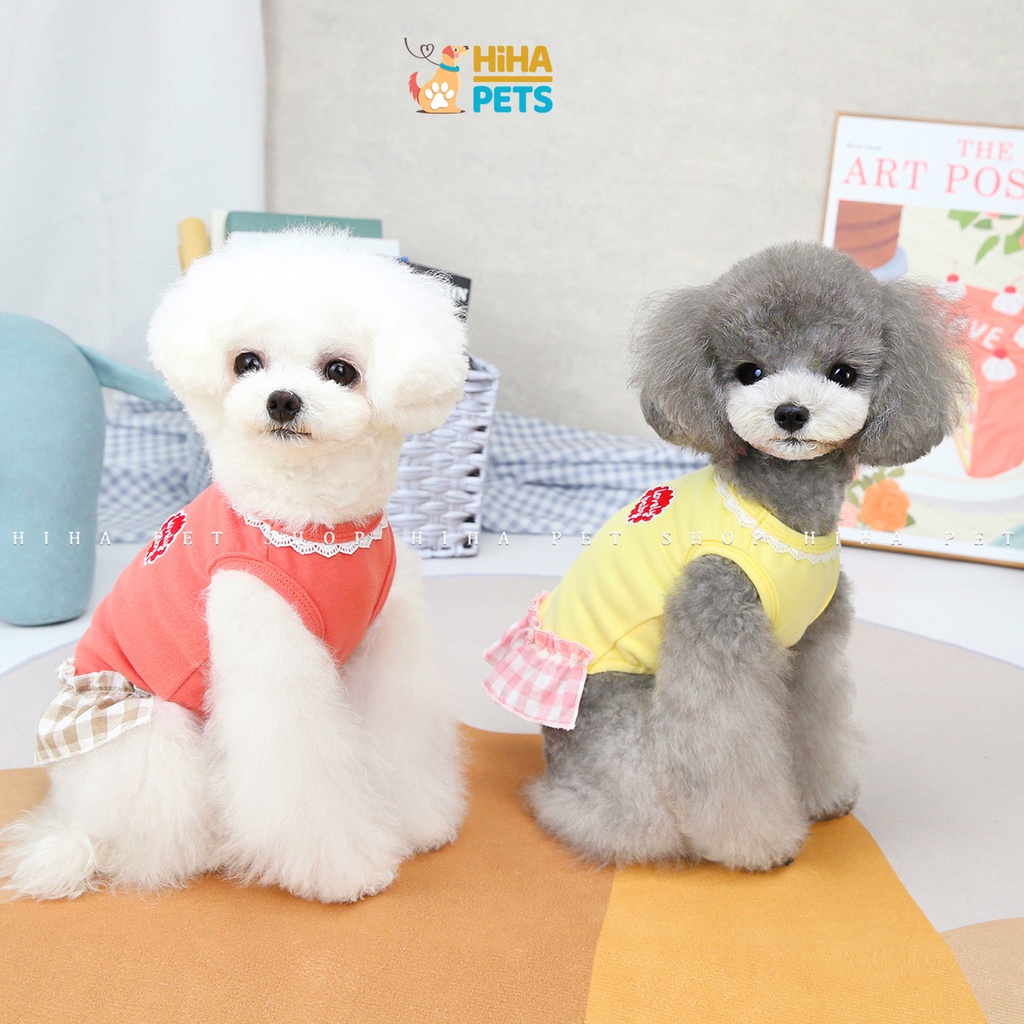 Váy Cho Chó Mèo Vải Thun 100% Cotton Mát Mẻ Quần Áo Thú Cưng Ba Lỗ Mùa Hè Dễ Thương Hihapet.