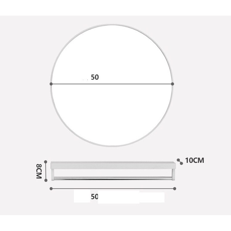 Gương Tròn Dán Tường Cao Cấp Sang Trọng 50 Cm, Hàng Nhập Khẩu