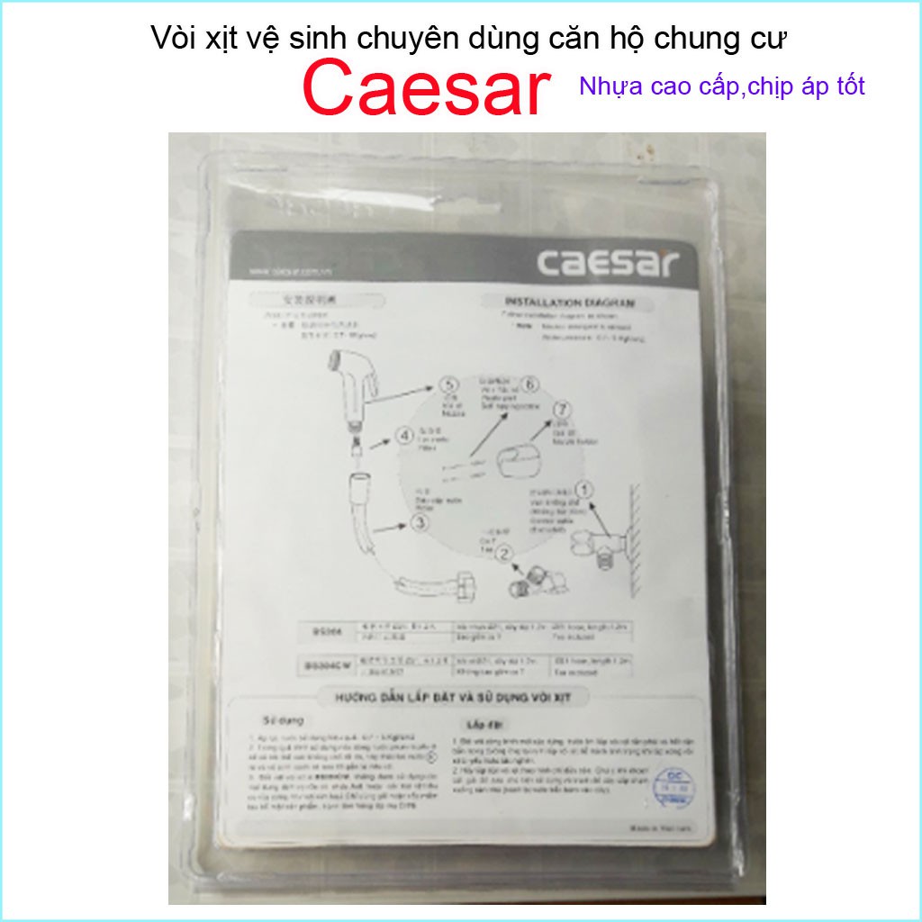 Vòi xịt vệ sinh chuyên dùng chung cư Caesar Trắng | BigBuy360 - bigbuy360.vn
