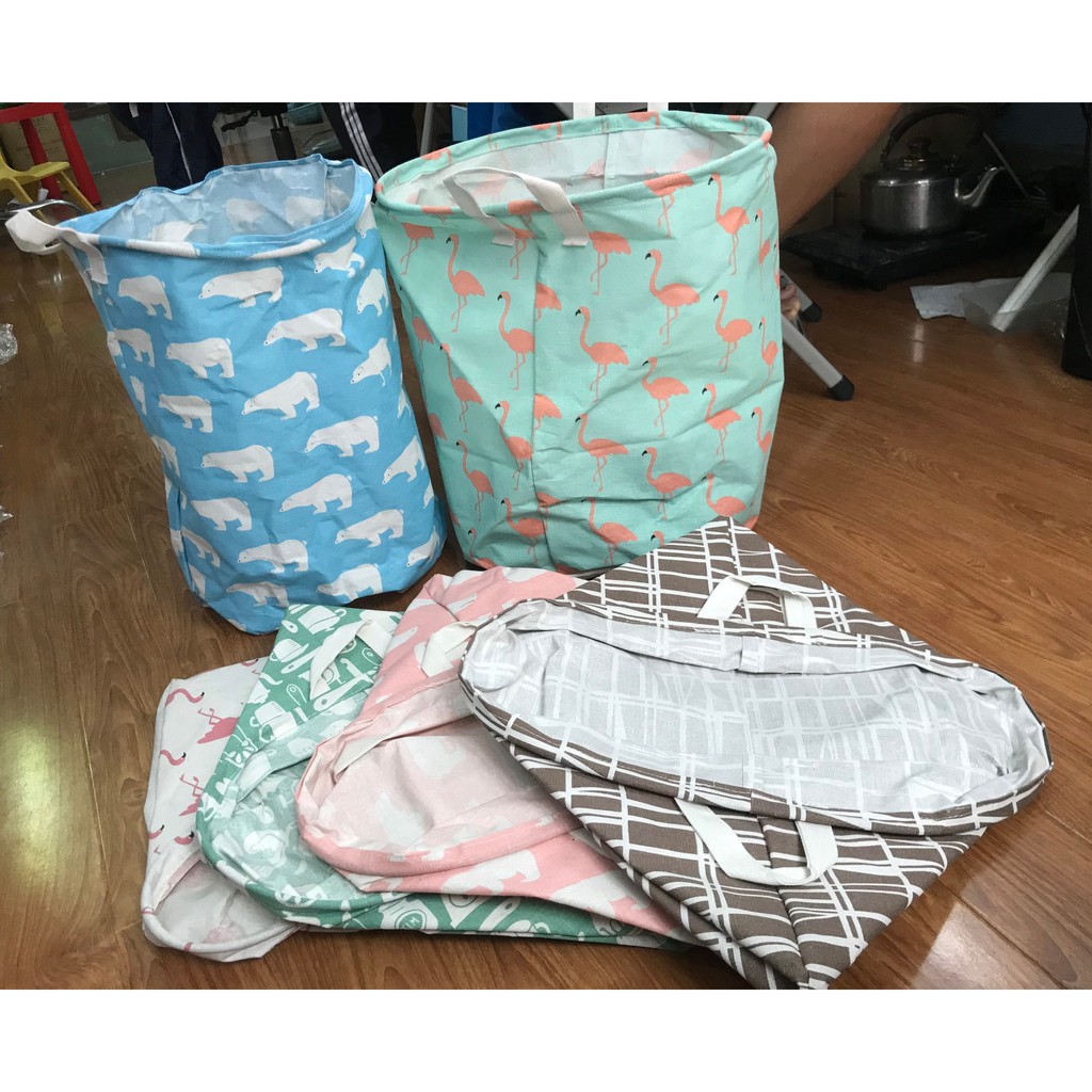 Sọt vải đựng đồ quần áo, giỏ vải tròn đựng đồ chơi trẻ em chất liệu chống thấm