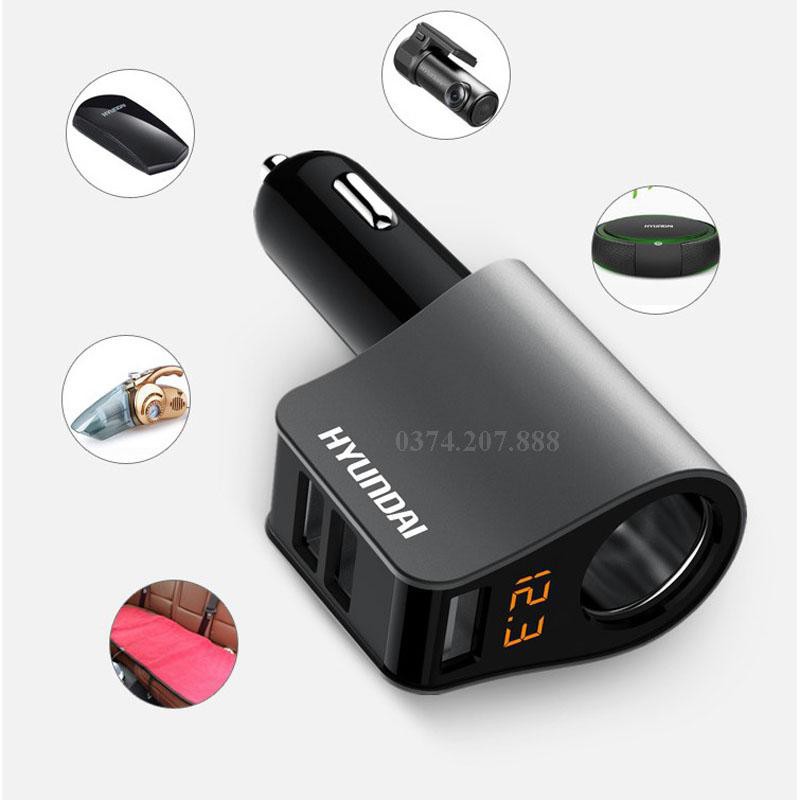 Tẩu Sạc nhanh  ô tô, xe hơi Hyundai⚡️HÀNG CHÍNH HÃNG⚡️ 1 Tẩu Tròn (3 USB Nhỏ) - Có đèn led báo điện áp
