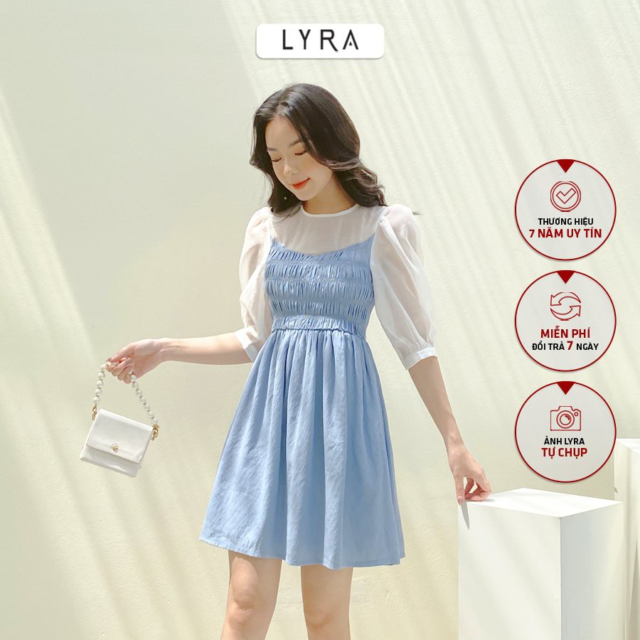 Váy nữ thiết kế by LYRA, chất liệu đũi xước dáng xòe kiểu dáng công chúa nhẹ nhàng xinh xắn- LYTVD599