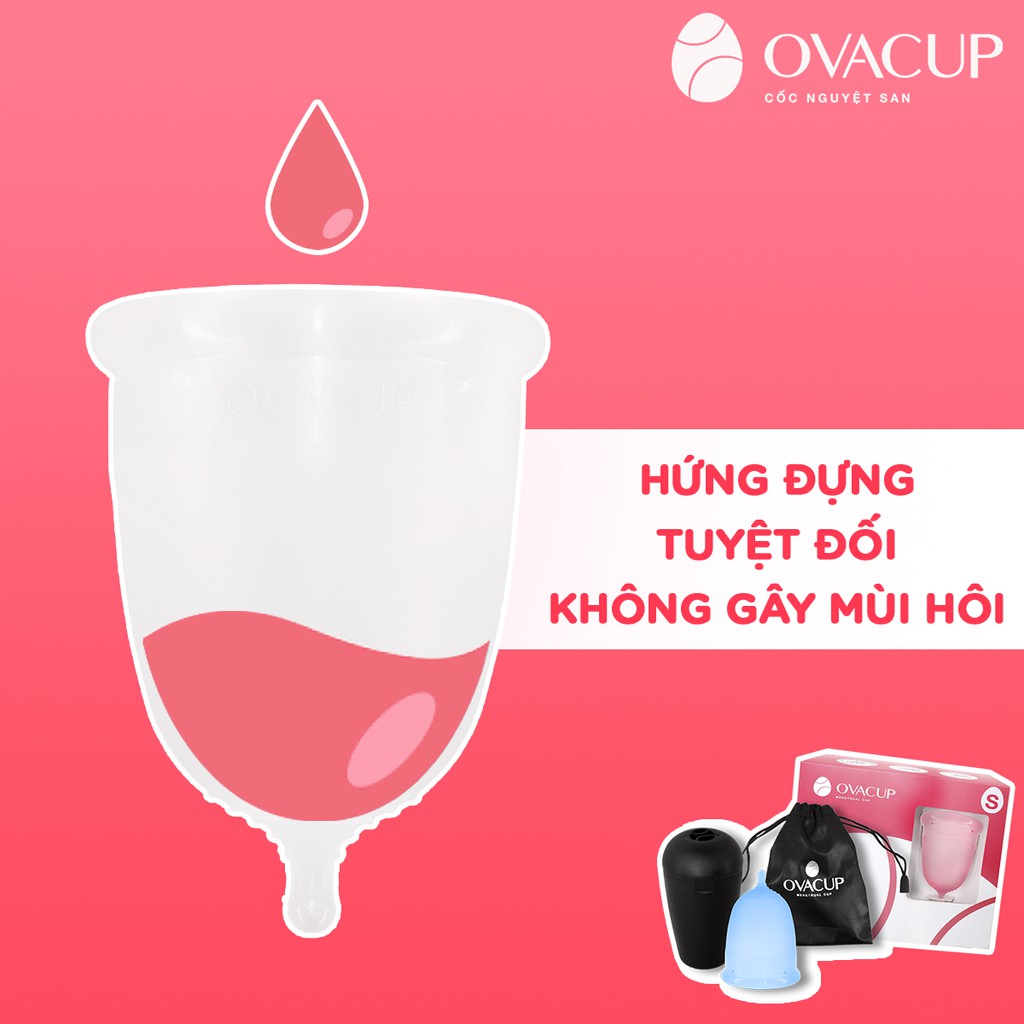 Combo cốc nguyệt san Ovacup và dung dịch vệ sinh cốc, ngăn ngừa vi khuẩn, tiệt trùng, khử mùi, chống ố vàng ( 100ml)