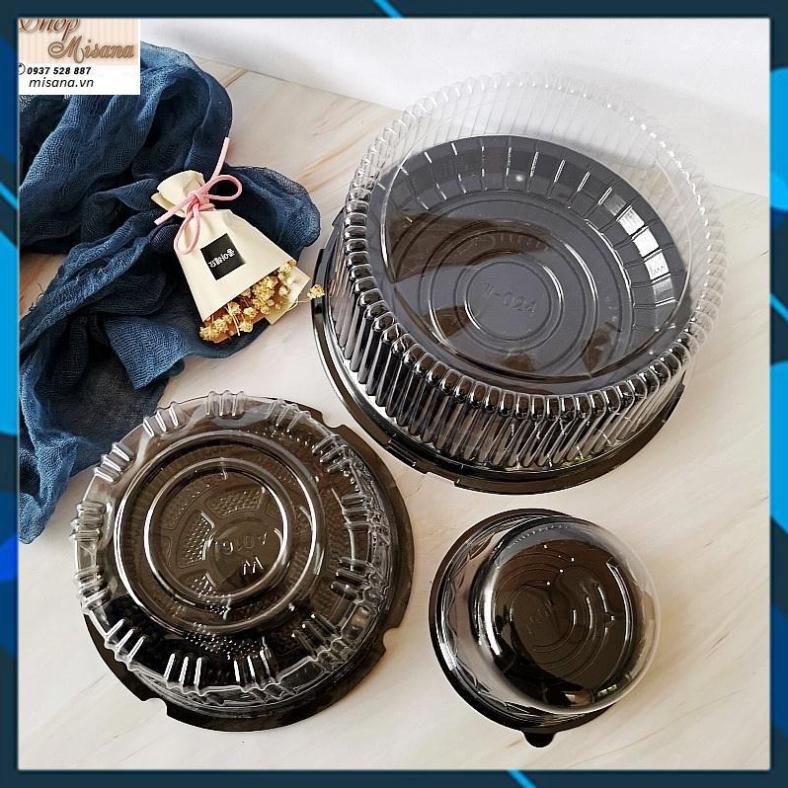 Hộp nhựa tròn đựng bánh đế nâu 14cm A016