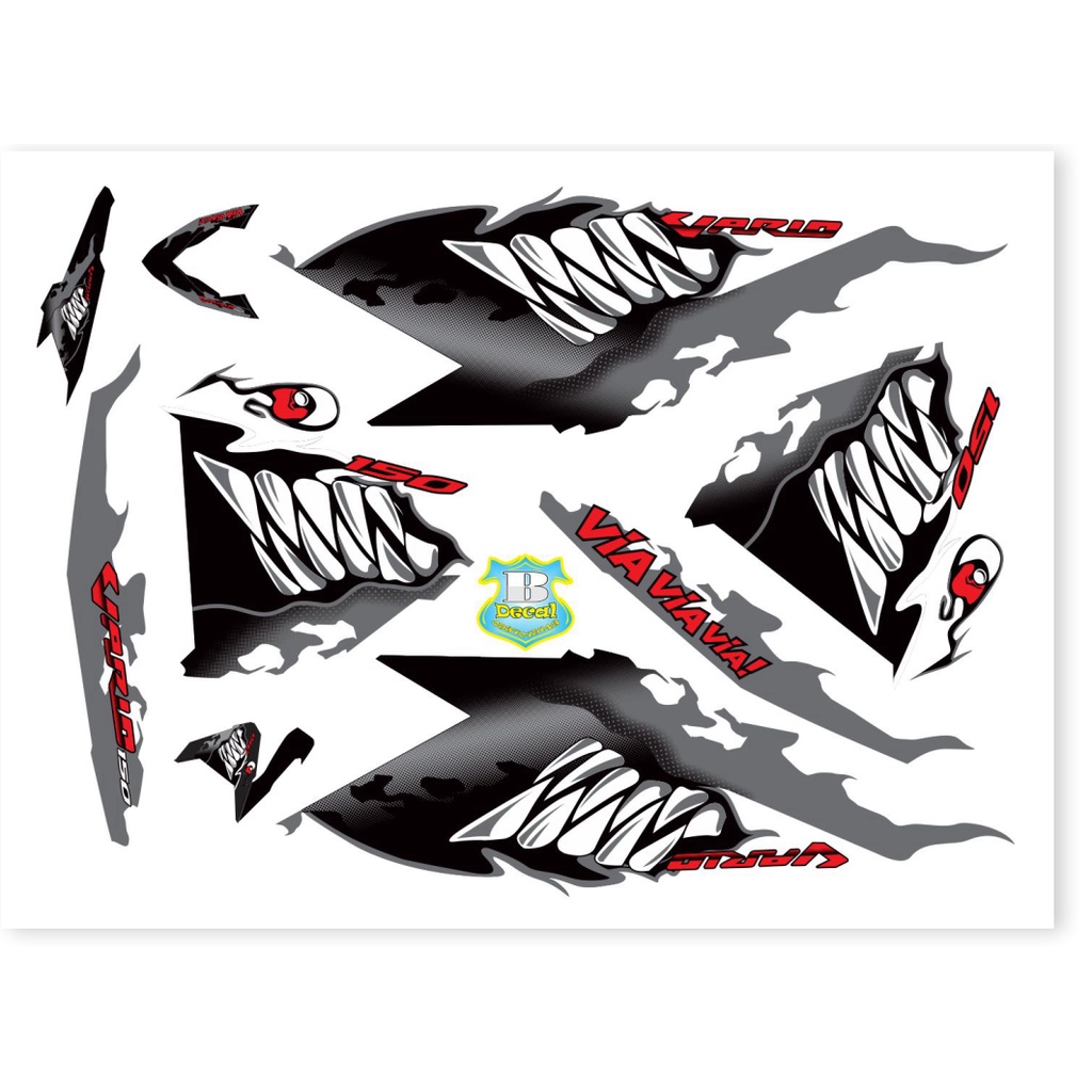 ( Quí khách vui lòng mang ra tiệm cho thợ dán ) Tem vario 2017 cá mập đen