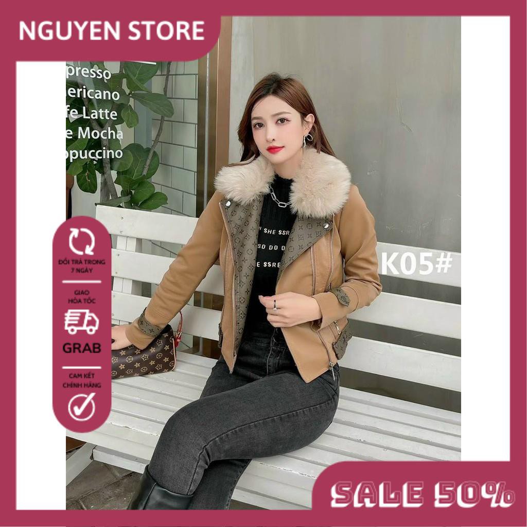 Áo Da Nữ Cổ Lông, Áo Khoác Nữ Dáng Ngắn Chất Da Lót Trần Hàng Quảng Châu Siêu Ấm, Thời Trang Mùa Động Cho Các Nàng Siêu | BigBuy360 - bigbuy360.vn