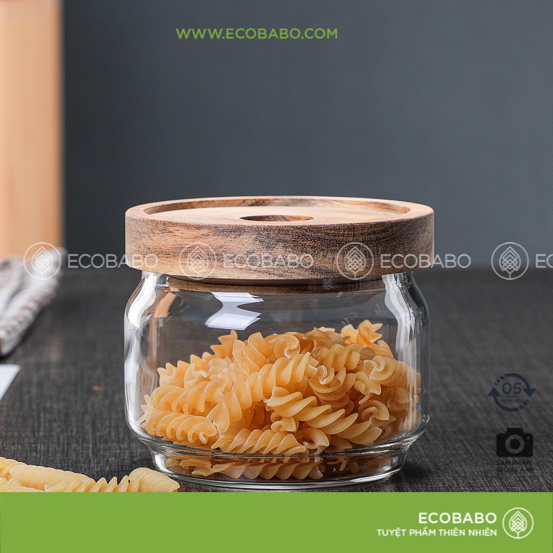 Hũ Thủy Tinh Nắp Gỗ Đục Lỗ, Lọ Thủy Tinh, Hộp Thủy Tinh Nắp Gỗ JIMMEAL Cao Cấp 280ml 500ml 800ml 1000ml 1300ml 1600ml
