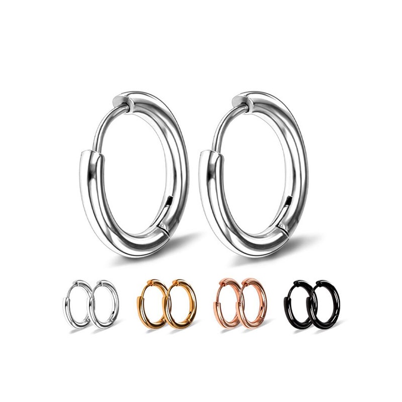 1 Khuyên Tai Tròn Bằng Thép Không Gỉ Thời Trang