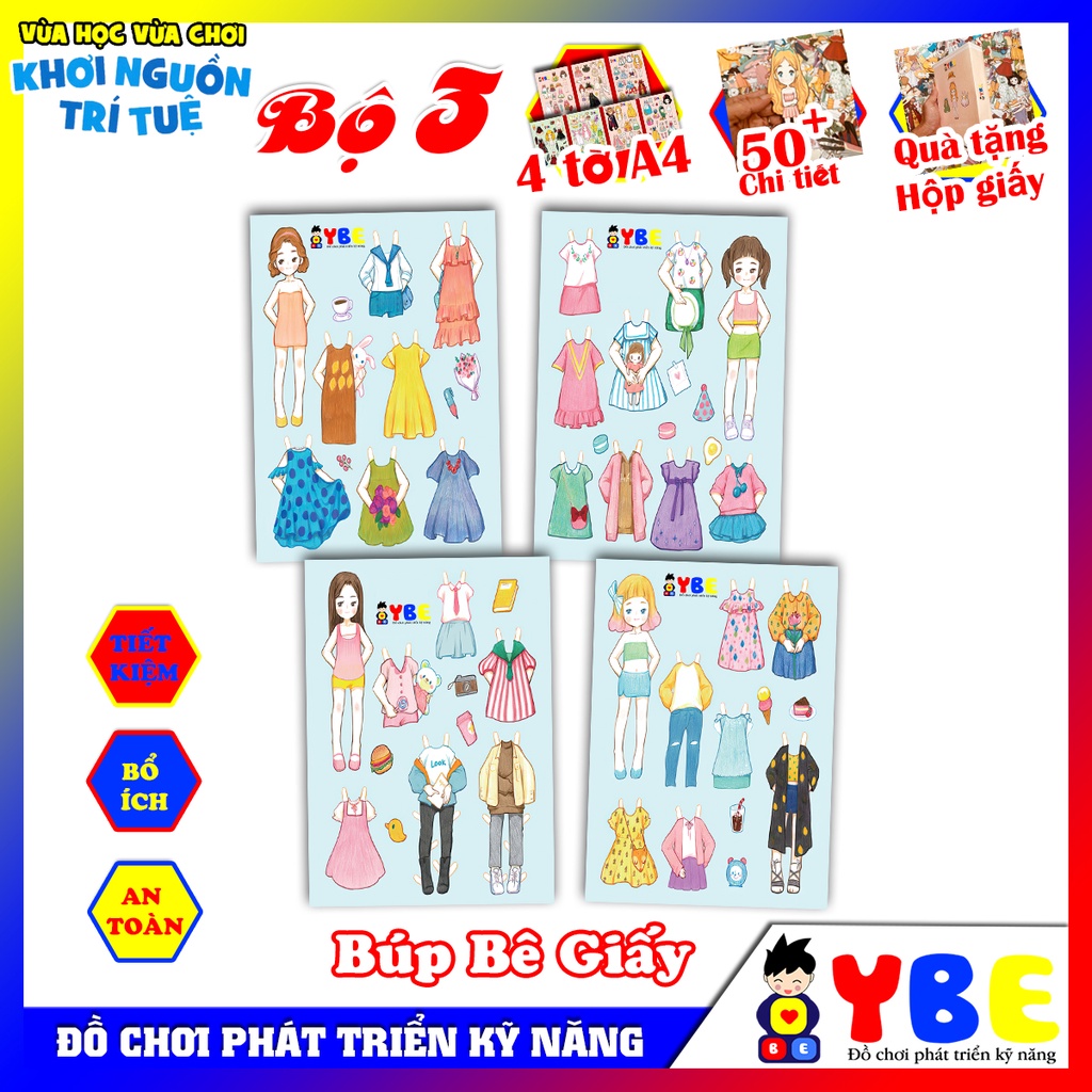 Đồ chơi thủ công búp bê giấy dành cho các bé gái từ 1 tới 10 tuổi giúp bé sáng tạo tính thẩm mỹ phát triển tư duy