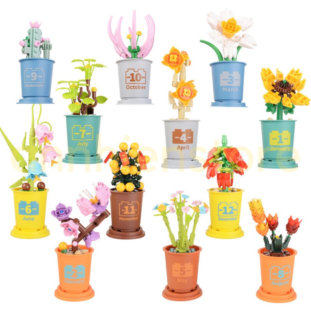Đồ Chơi Lắp Ráp Chậu Hoa 3d Mini Hướng Dương Xương Rồng Decor Trang Trí Làm Quà Tặng Cho Bé Gái annhienstore