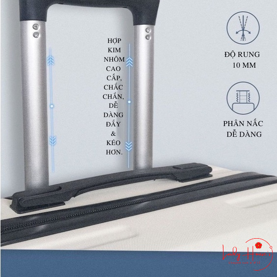 HÌNH THẬT_ Vali Du Lịch Tay Kéo In Hình Chim Hạc Chất Liệu Nhựa Nhám PC+ABS Bền 4 Bánh Xe Xoay 360 Độ Hàng Sẵn