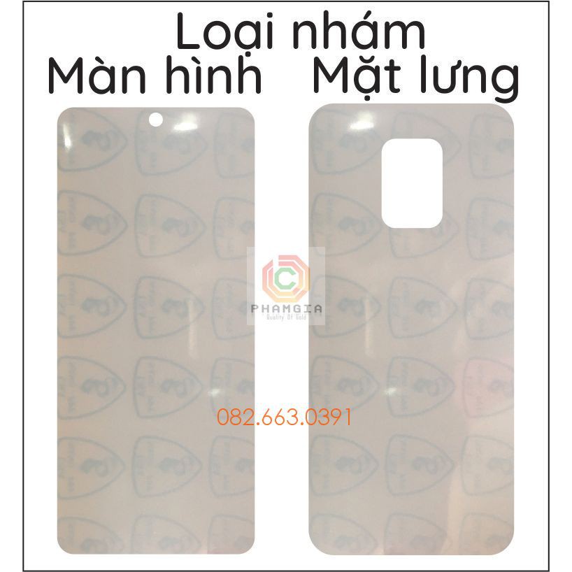 Dán PPF Xiaomi Redmi Note 9s / Note 9 Pro / Note 9 Promax loại nhám,bóng dành cho màn hình, mặt lưng, mặt lưng full viền